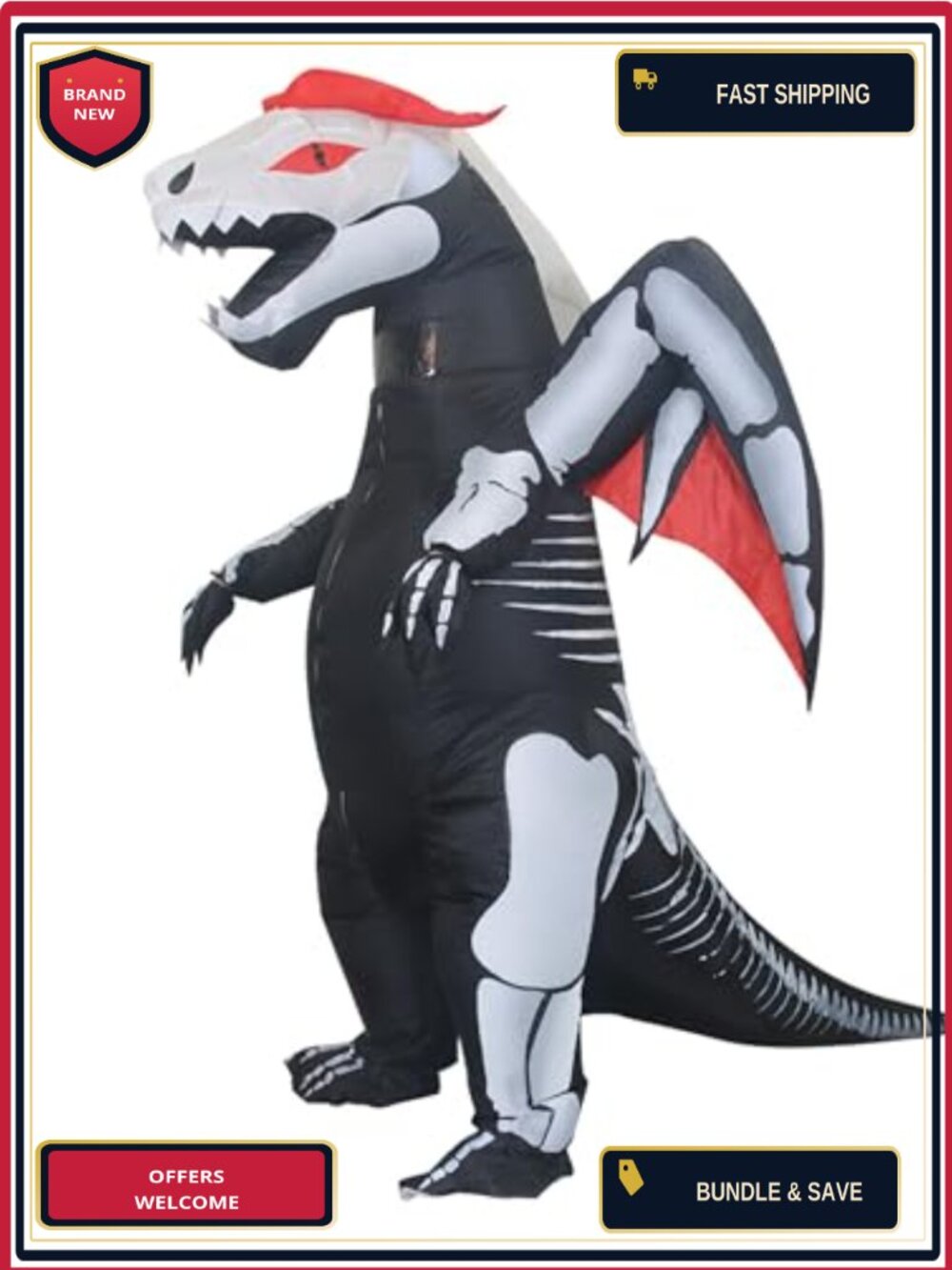 Inflatable Pterodactyl Skeleton Costume Adult Halloween Cosplay